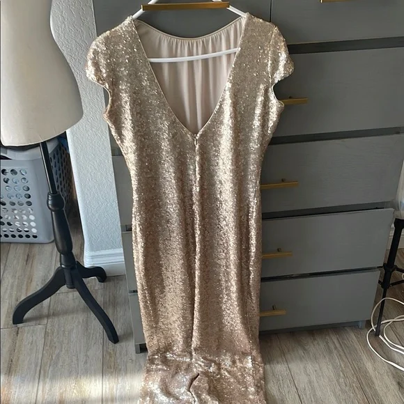 Dress the Population Shimmering Sequin Maxi Dress in Gold - Picture 5 of 11